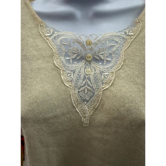 Outback Red Sweaters - Outback Red Women L beige embroidered women sweater lace